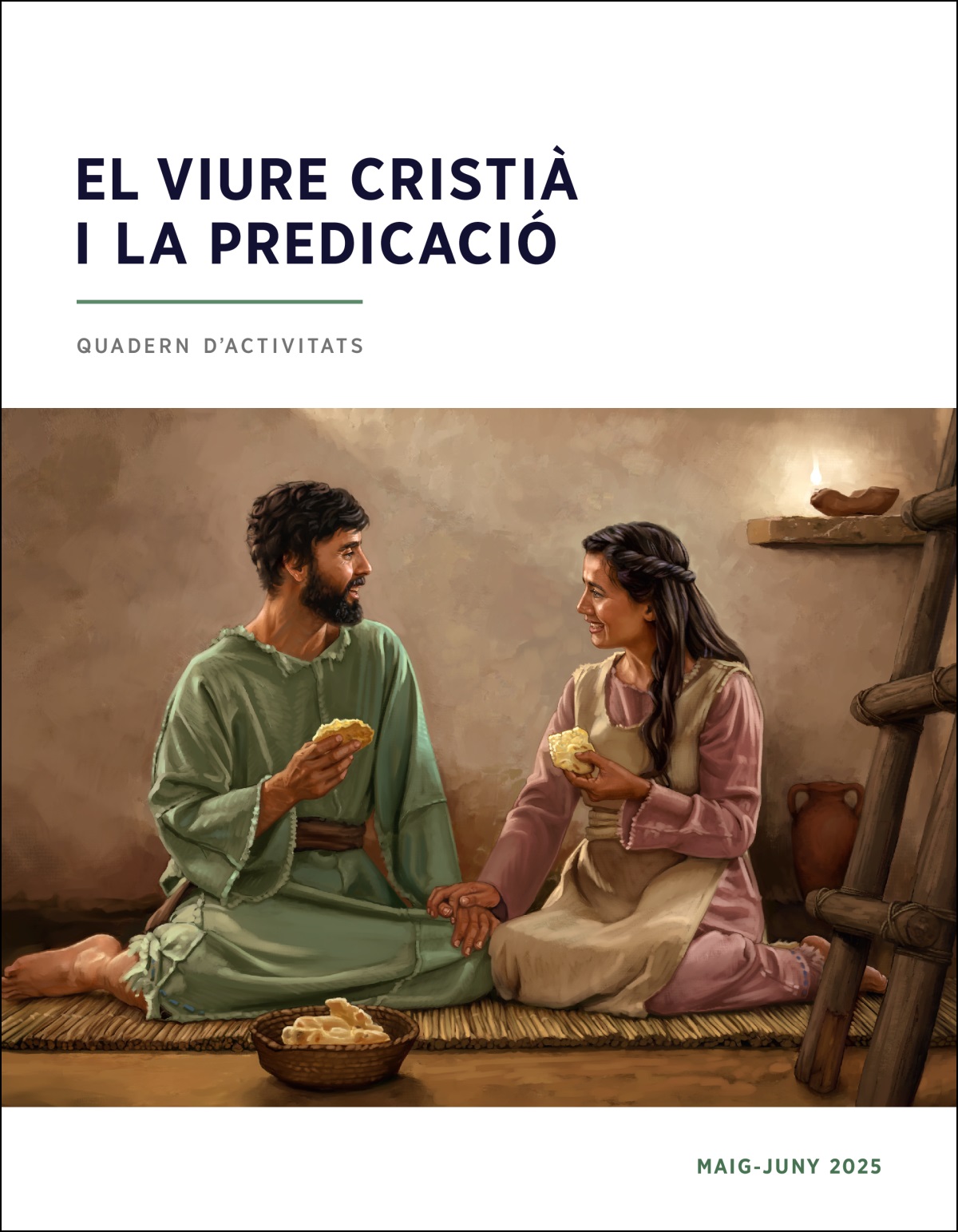 Un matrimoni de l’antic Israel disfrutant de menjar simplement pa en la seua modesta casa.