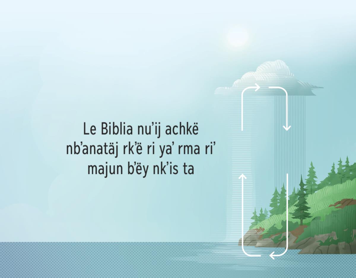 [Achbʼäl ri kʼo chpan ruxaq 14]Le Biblia nuqʼalajsaj achkë nbʼanatäj rkʼë ri yaʼ rma riʼ majun bʼëy nkʼis ta. Flechas ri nkikʼüt achkë rubʼanik njoteʼ ri yaʼ chkaj y achkë rubʼanik nqä pä.