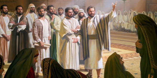 Ang mga apostoles miatubang sa Sanhedrin