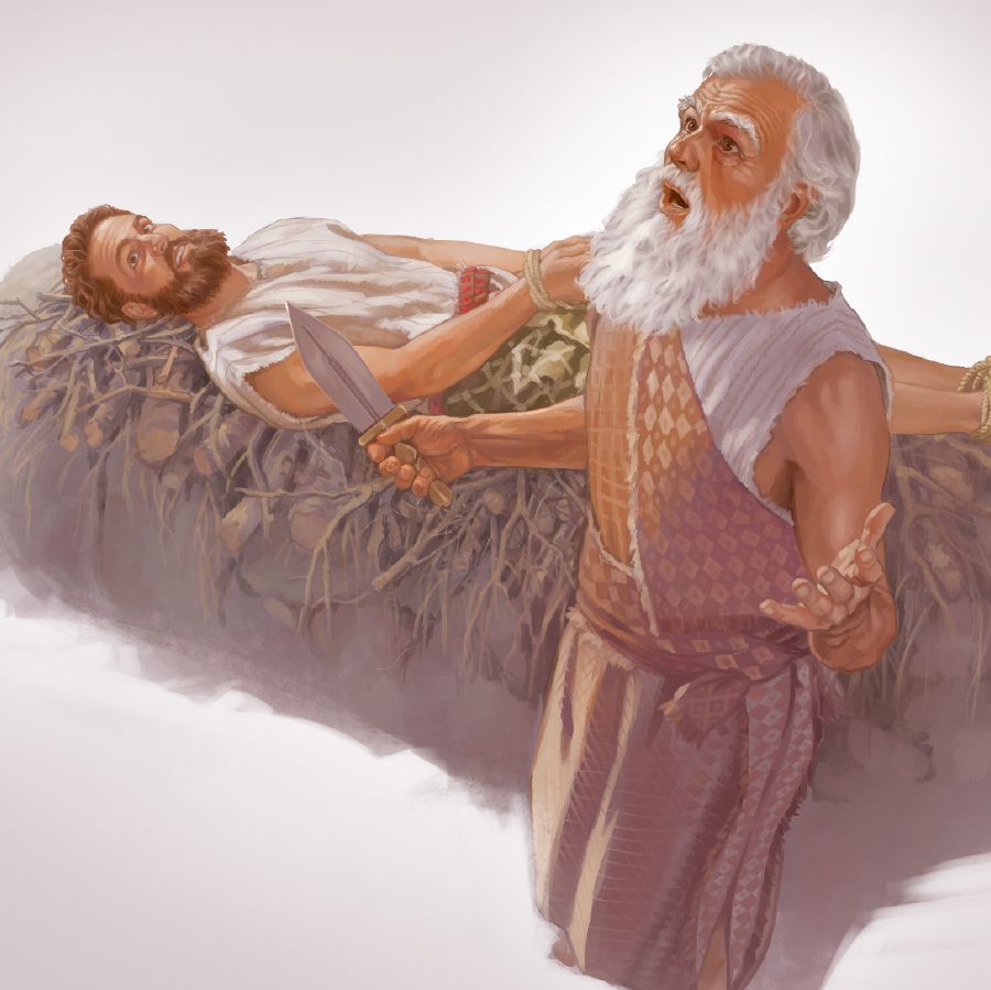 Gigapos si Isaac ug gibutang sa halaran; naghawid si Abraham ug kutsilyo