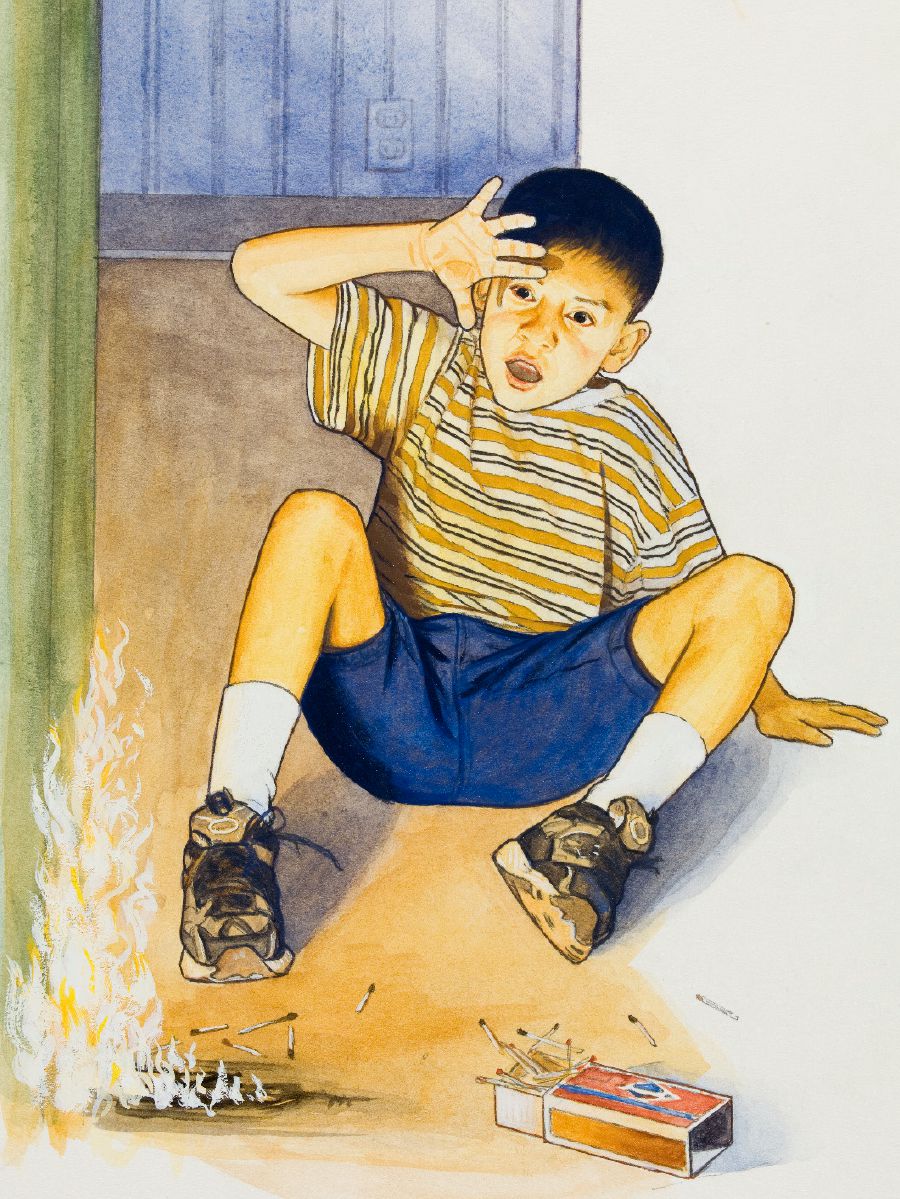 Nagsugod ang sunog kay gidulaan sa bata ang posporo