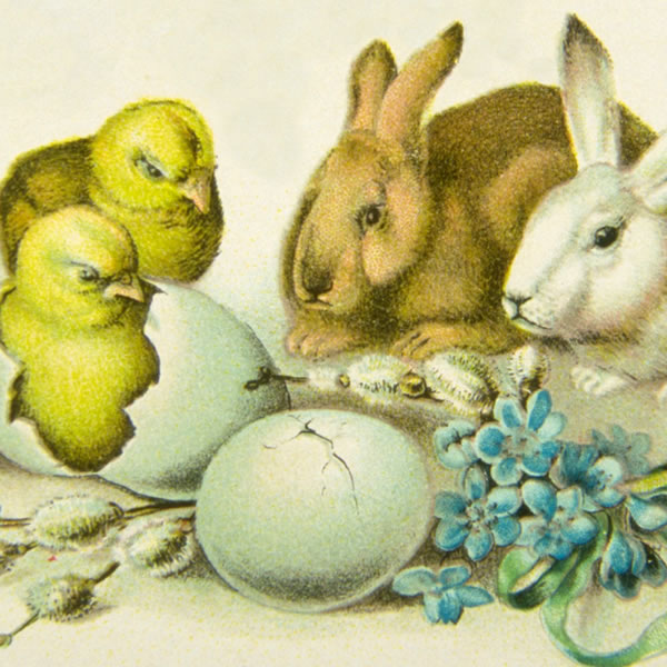 Mga koneho, piso, ug itlog sa Easter