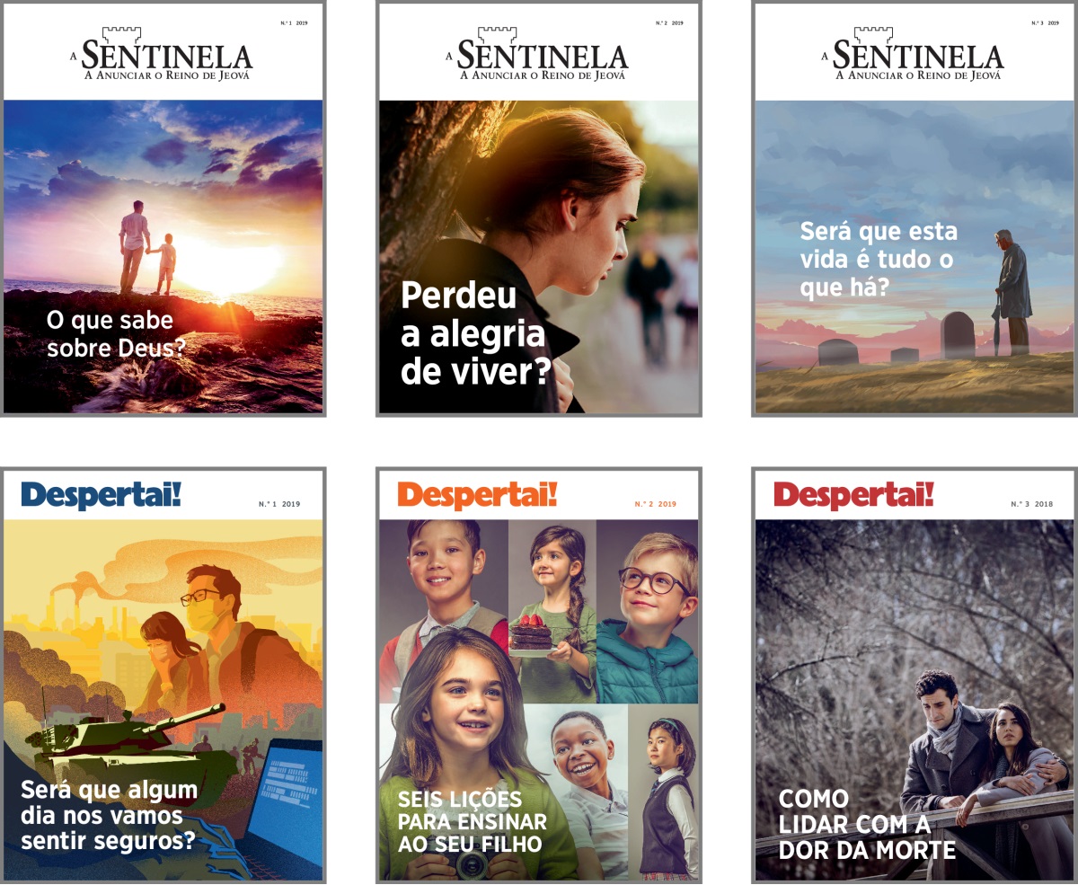 Collage: Mitoma dhili makuku oroma a ‘Mwang’aneli’ vina ‘Kalani Mento’ a 2019. 1. ‘O que você sabe sobre Deus?’ 2. ‘Você perdeu alegria de viver?’ 3. ‘Será que a vida é só isso?’ 4. ‘Será que algum dia nos vamos sentir seguros?’ 5. ‘Seis lições para ensinar ao seu filho.’ 6. ‘Será que a Bíblia pode melhorar a sua vida?