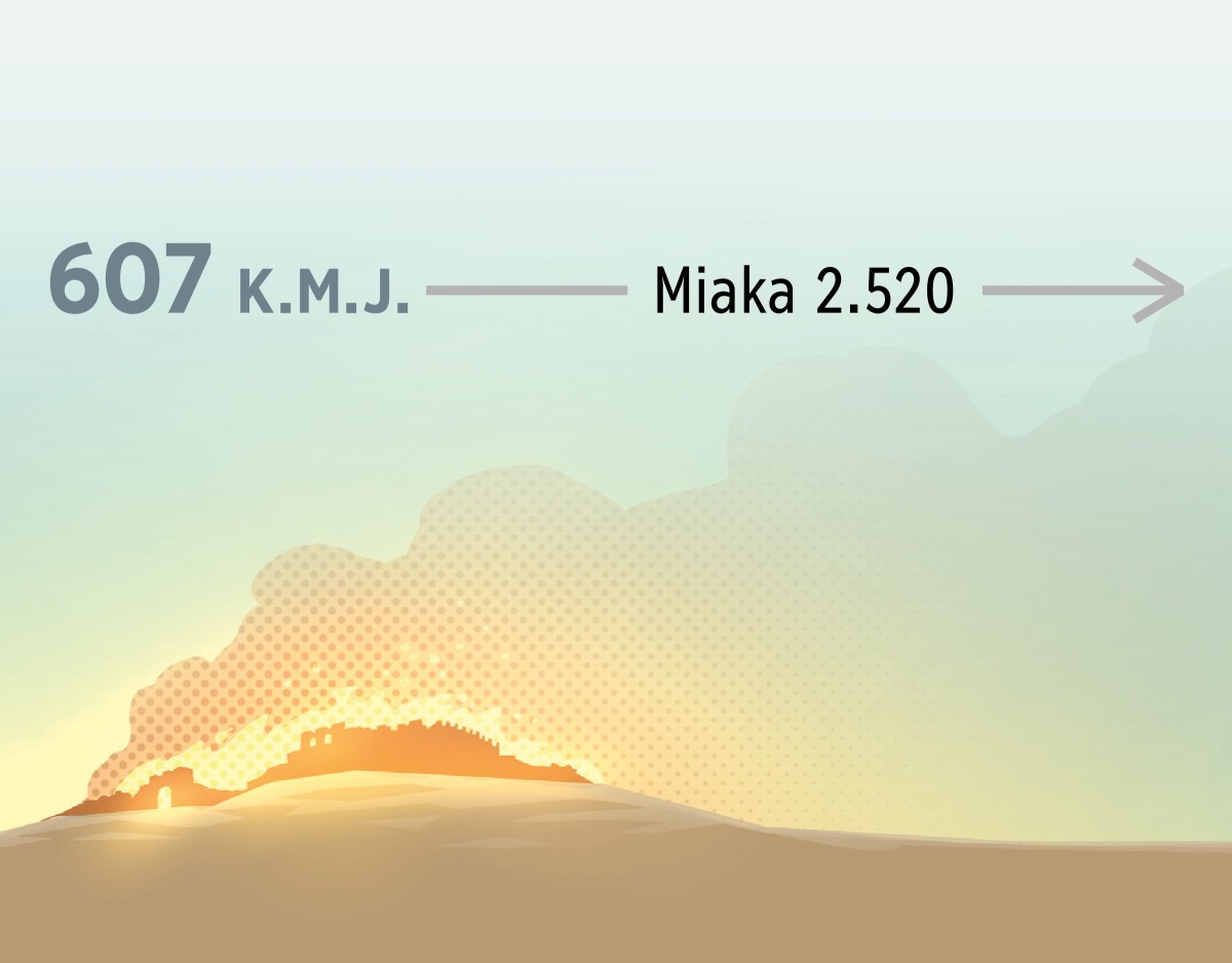 Mbonge ya Yarusaleme muze ayochele ha mwaka 607 K.M.J. Chocho hikupalika miaka 2.520.
