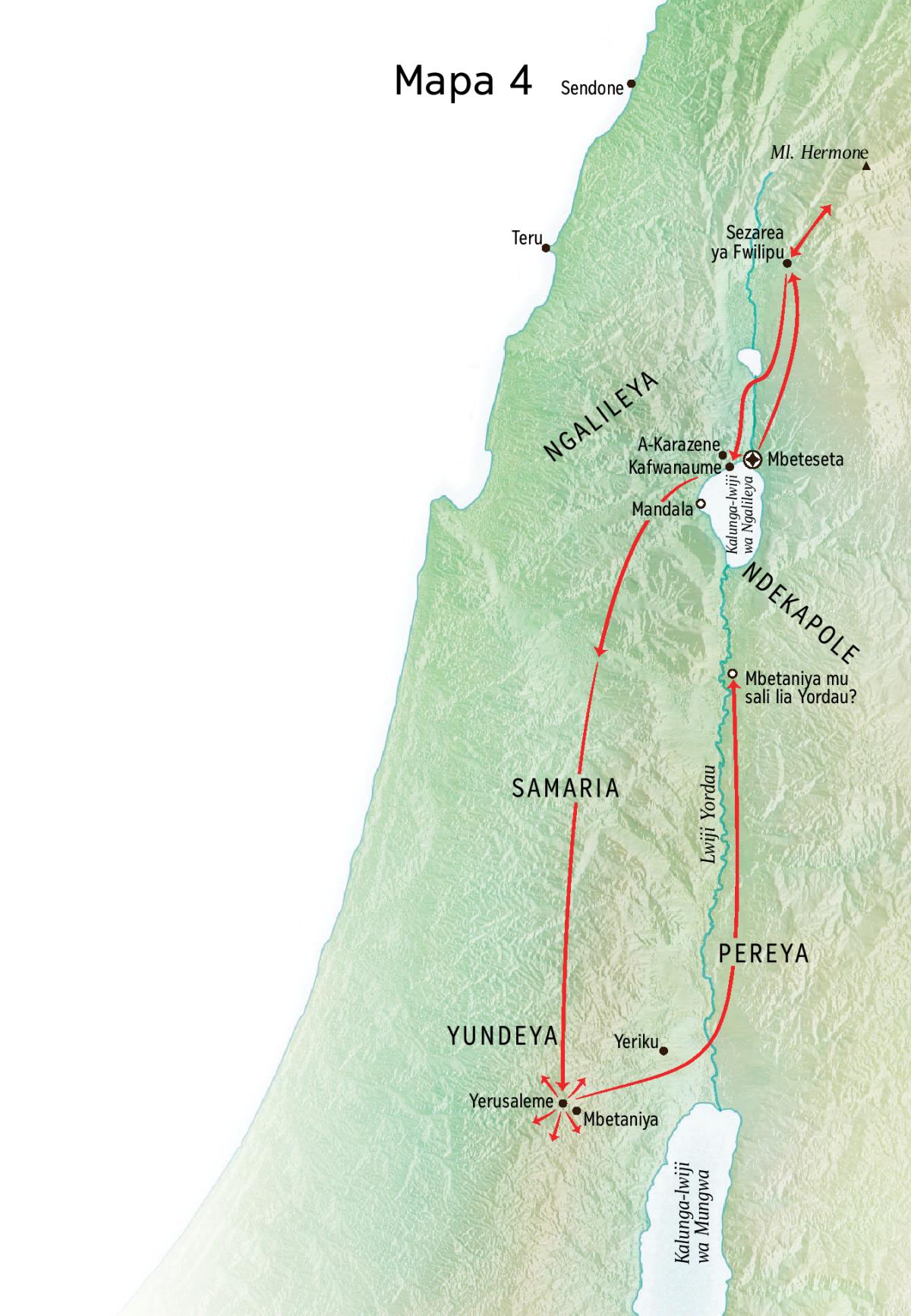 Mapa ya mulimo wa kwambujola wa Yesu mu Yundeya ni Ngalileya