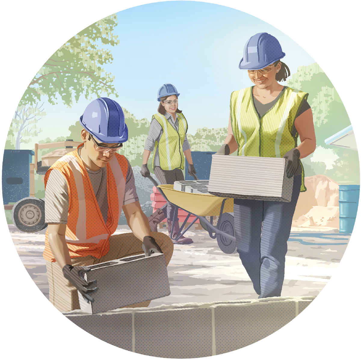 گروپێک لە خۆبە‌خشانی شایە‌تحاڵ یارمە‌تی دروستکردنی هۆڵی پاشایە‌تی دە‌دە‌ن.‏