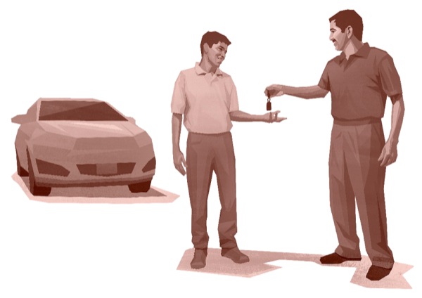 父親把汽車鑰匙交給兒子