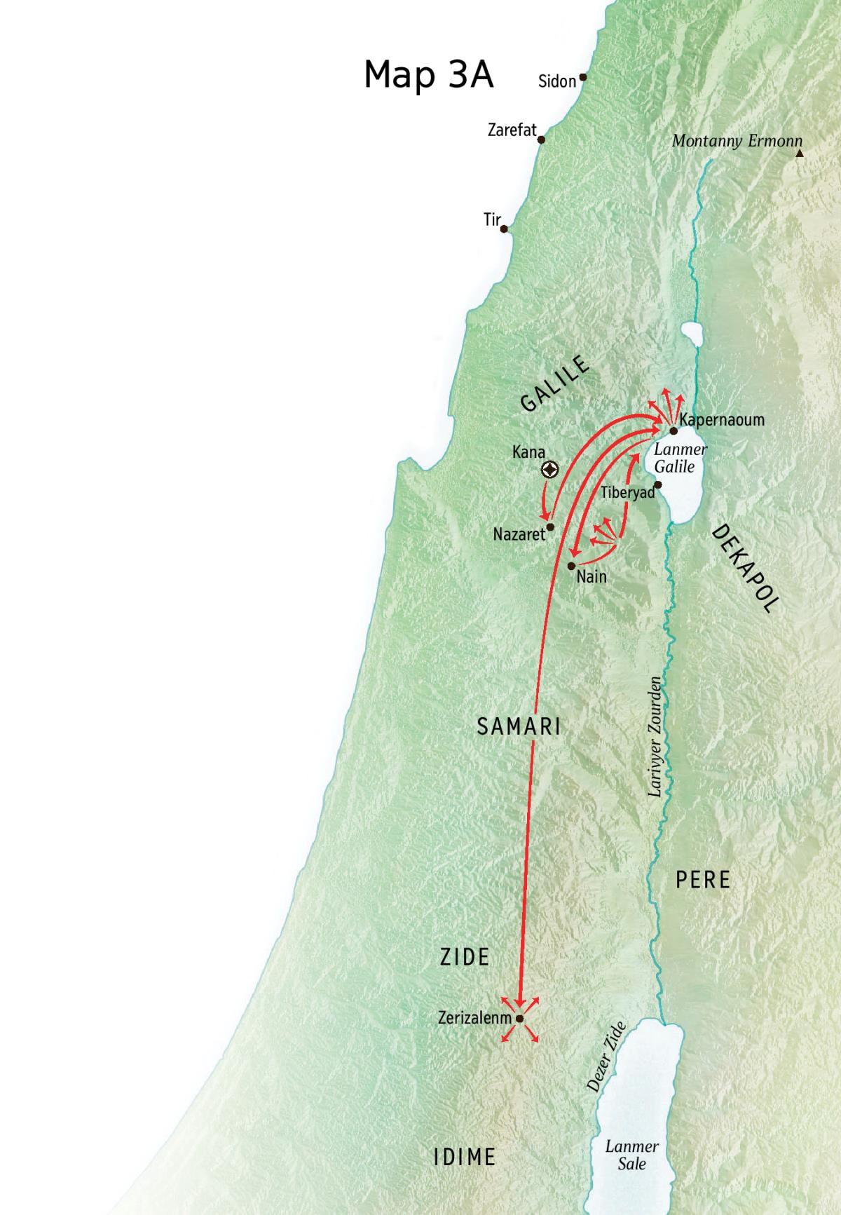 Map lo minister Zezi Galile, Kapernaoum, Kana