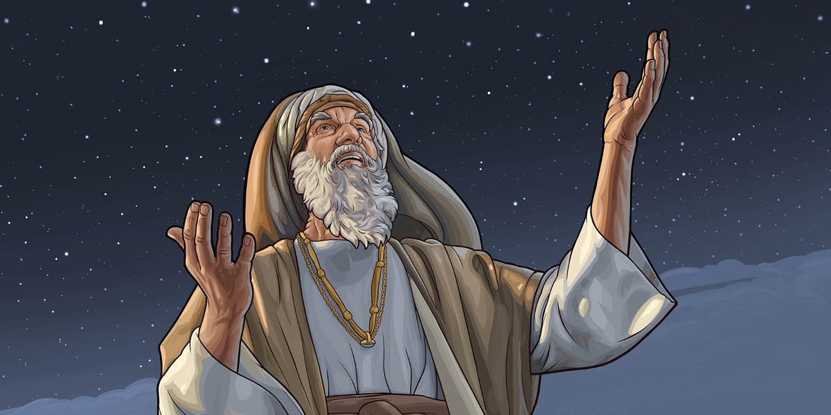 Abraham se dívá na oblohu posetou hvězdami