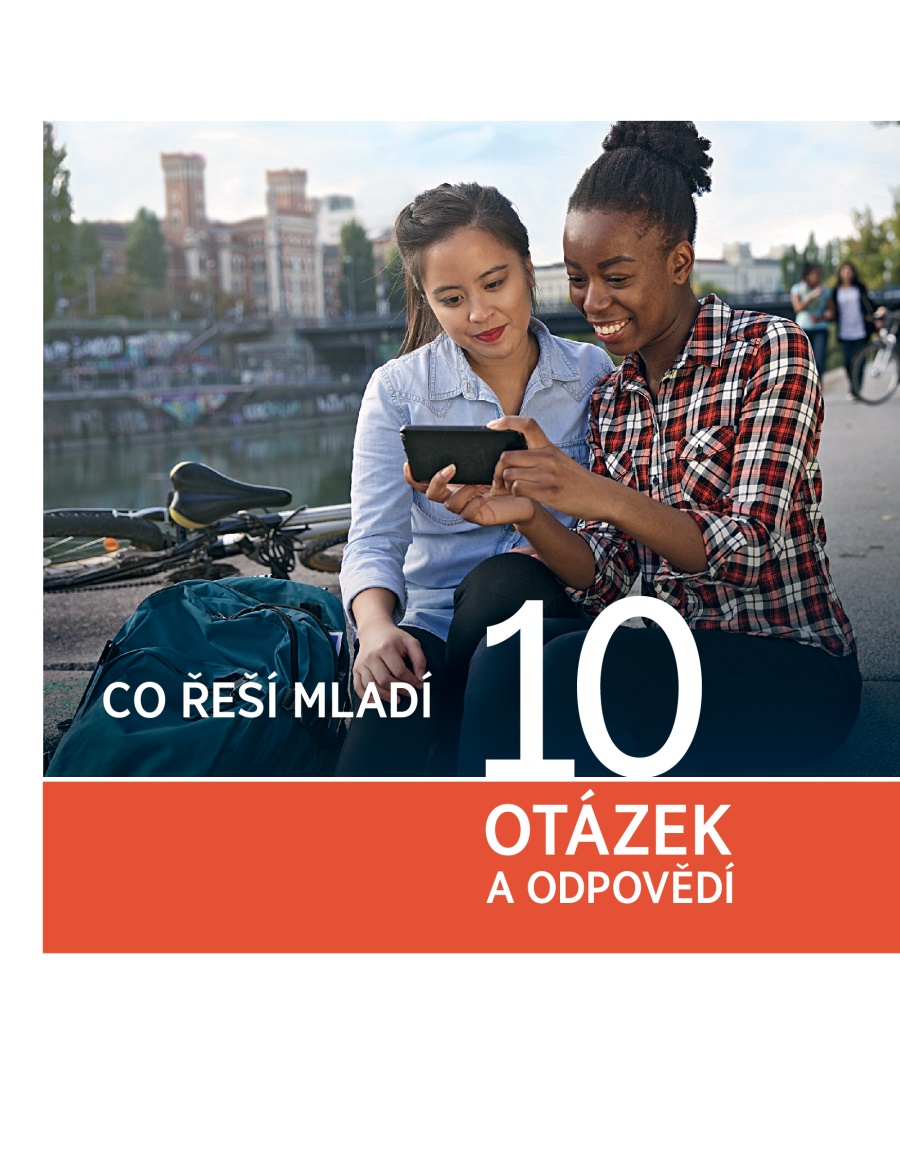Titulní strana brožury Co řeší mladí – 10 otázek a odpovědí