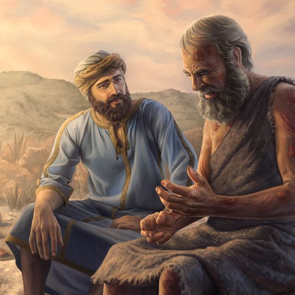 Elihú escucha con empatía a Job, que está cubierto de úlceras.