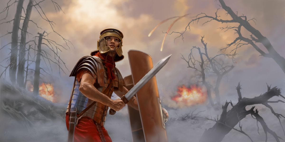 罗马士兵穿着全副盔甲