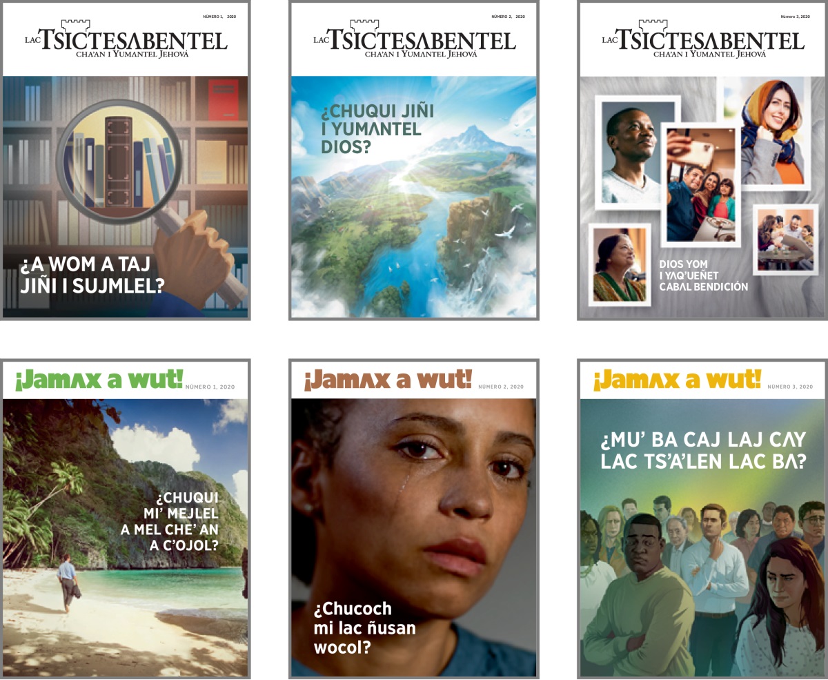 Foto tac baqui miʼ pʌs i portadajlel jiñi revista Lac Tsictesʌbentel yicʼot ¡Jamʌx a wut! chaʼan 2020: 1. ¿A wom a taj jiñi i sujmlel? 2. ¿Chuqui jiñi i Yumʌntel Dios? 3. Dios yom i yʌqʼueñet cabʌl bendición. 4. ¿Chuqui miʼ mejlel a mel cheʼ an a cʼojol? 5. ¿Chucoch mi lac ñusan wocol? 6. ¿Muʼ ba caj laj cʌy lac tsʼaʼlen lac bʌ?