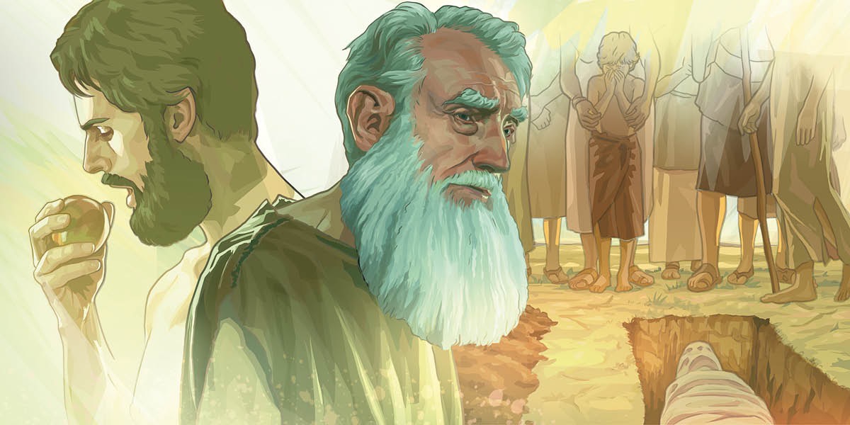 Адам ҫиме юраман ҫимӗҫе ҫиет; Адам ватлӑхра; ҫынсем Адамӑн вилтӑпри умӗнче тӑраҫҫӗ