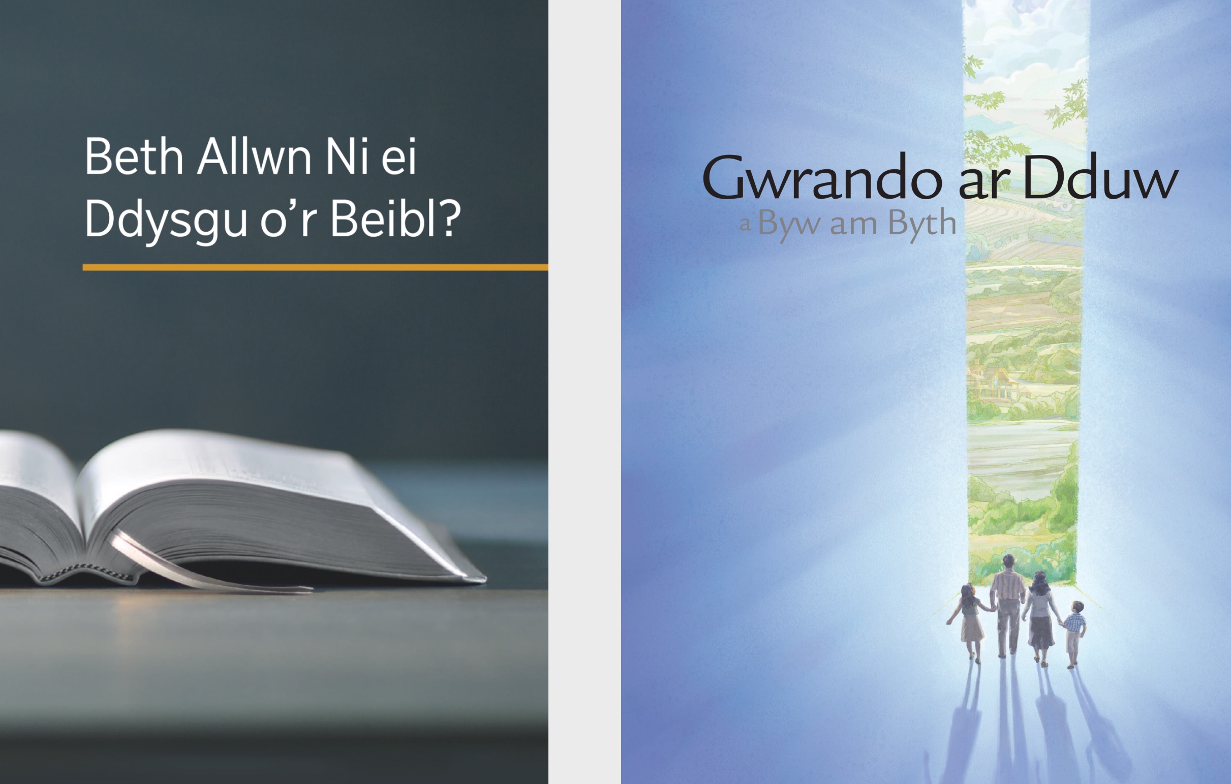 Y llyfr ‘Beth Allwn Ni ei Ddysgu o’r Beibl?’ a’r llyfryn ‘Gwrando ar Dduw a Byw am Byth.’