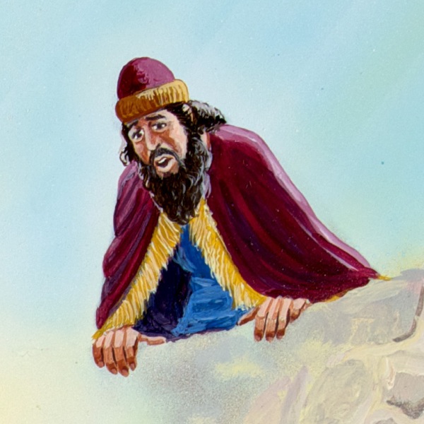 Y Brenin Dareius yn edrych i fewn i ffau’r llewod