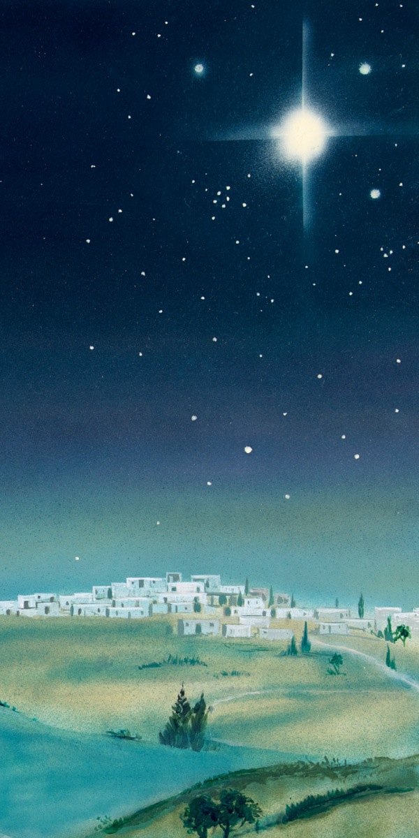 Y seren ddisglair yn yr awyr uwchben Bethlehem
