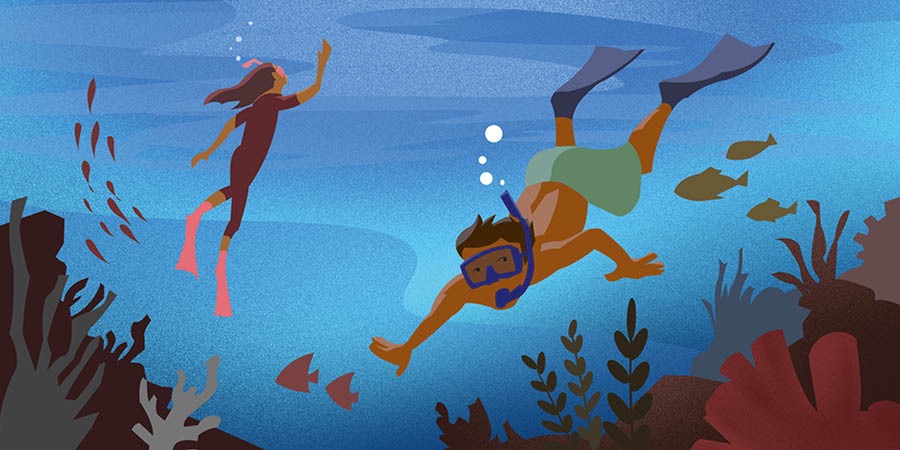 To mennesker snorkler