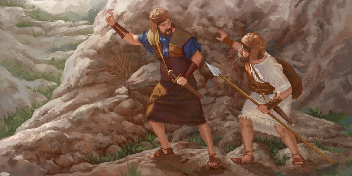 Jonatan og medhjælperen der bærer hans våben