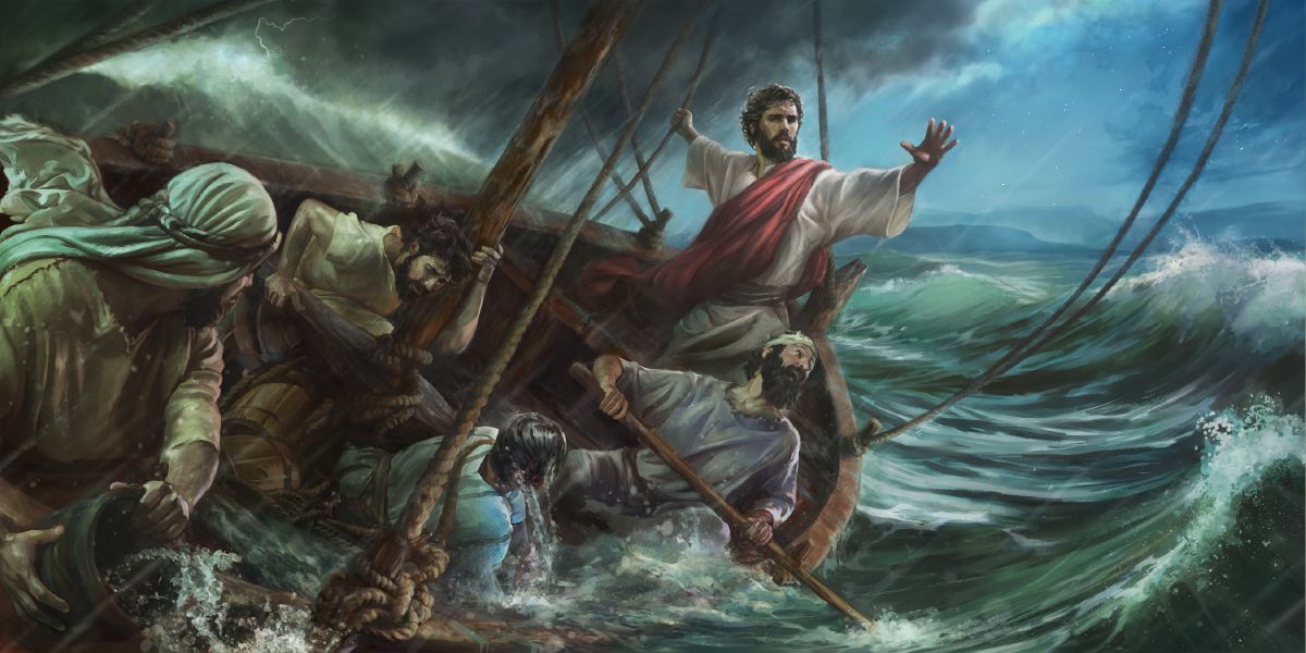 Jesus beruhigt einen Sturm