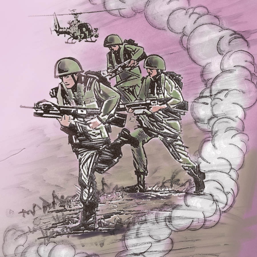 Soldiers with guns