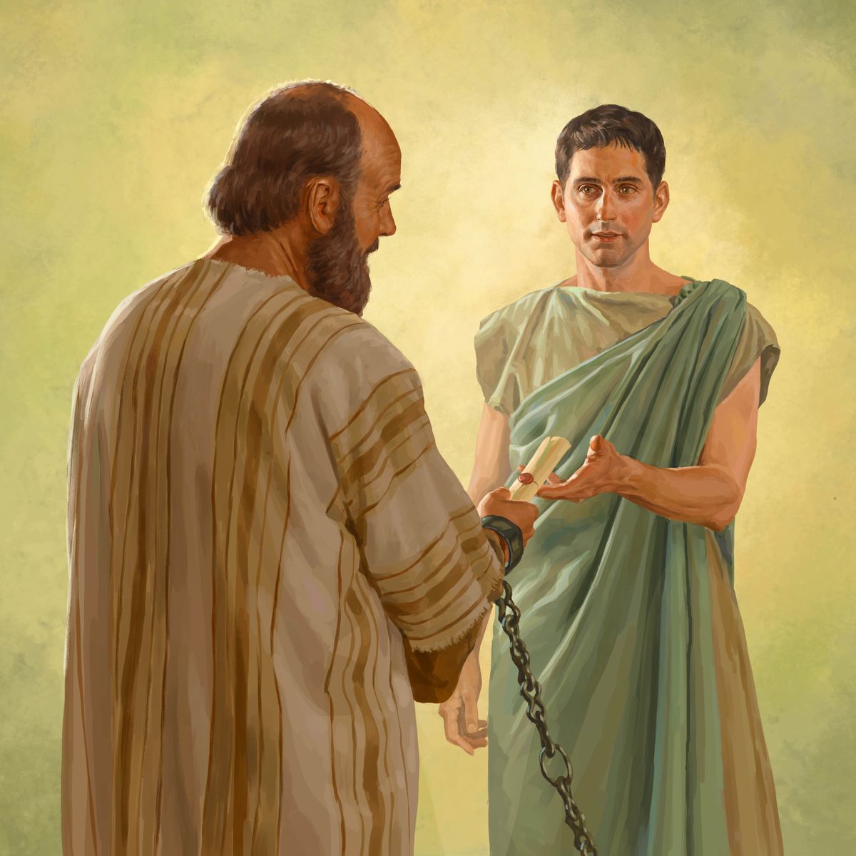 Apostolo Paulo le gaxɔ me eye wòtsɔ lɛta le asi dem na Tikiko.
