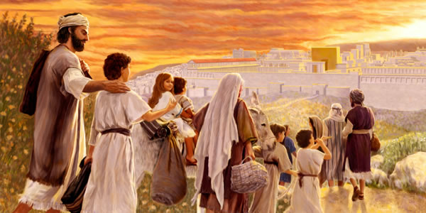 Joseph, Mary, ye ubon mmọ ẹka ndituak ibuot nnọ Abasi ke temple ke Jerusalem