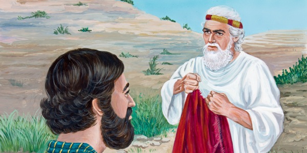 Ο προφήτης Αχιά σκίζει το ρούχο του καθώς μιλάει στον Ιεροβοάμ