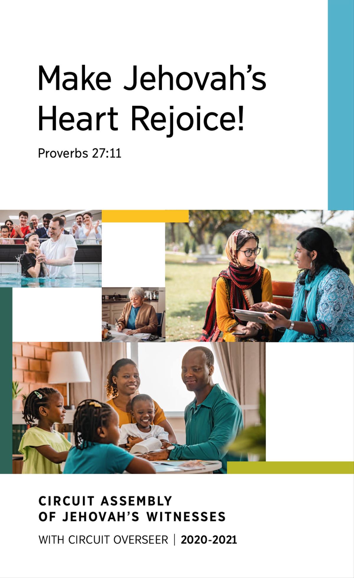 Collage: 1. A teenager who has just been baptized comes up out of the water. 2. One of Jehovah’s Witnesses writes a letter. 3. One of Jehovah’s Witnesses discusses a Bible topic with a young woman as they sit on a park bench. 4. A happy family studies the Bible together.