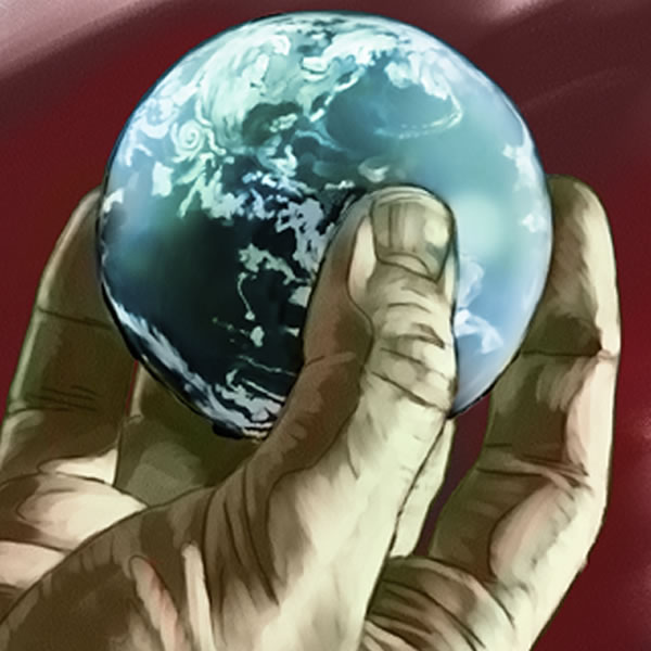 Someone holding the world