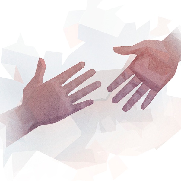 One hand reaching out toward another hand