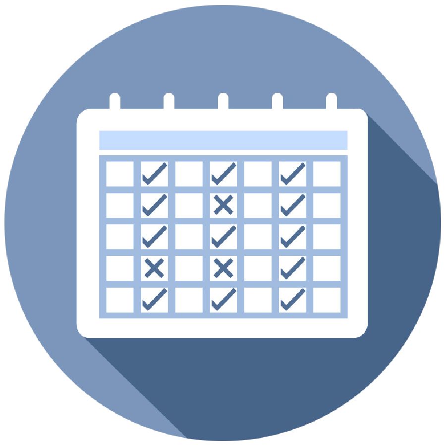 A calendar with marks on it