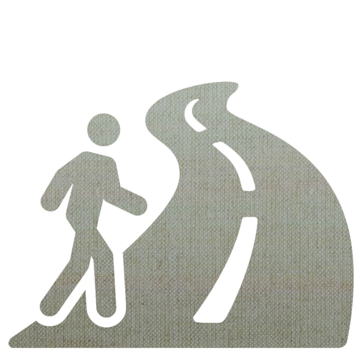 An icon of a person walking on a road.