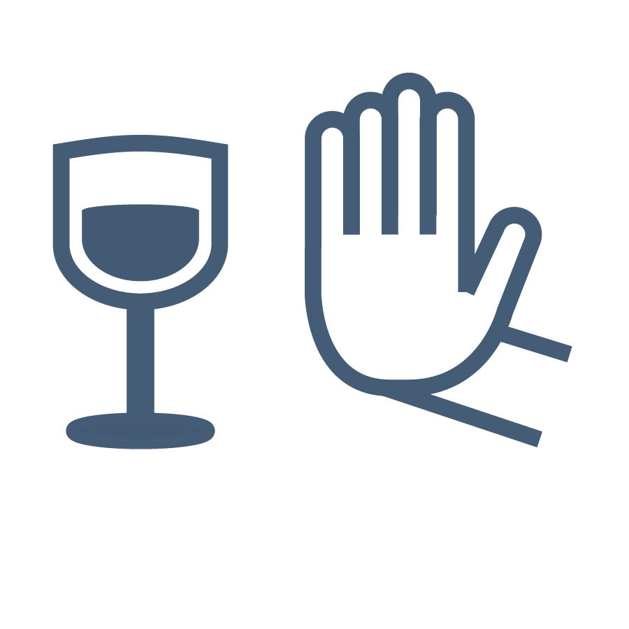 Someone refusing a glass of wine.