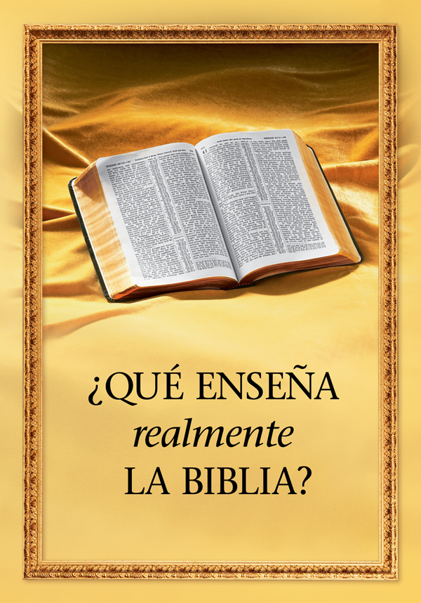 Una Biblia abierta y el título del libro “¿Qué enseña realmente la Biblia?”