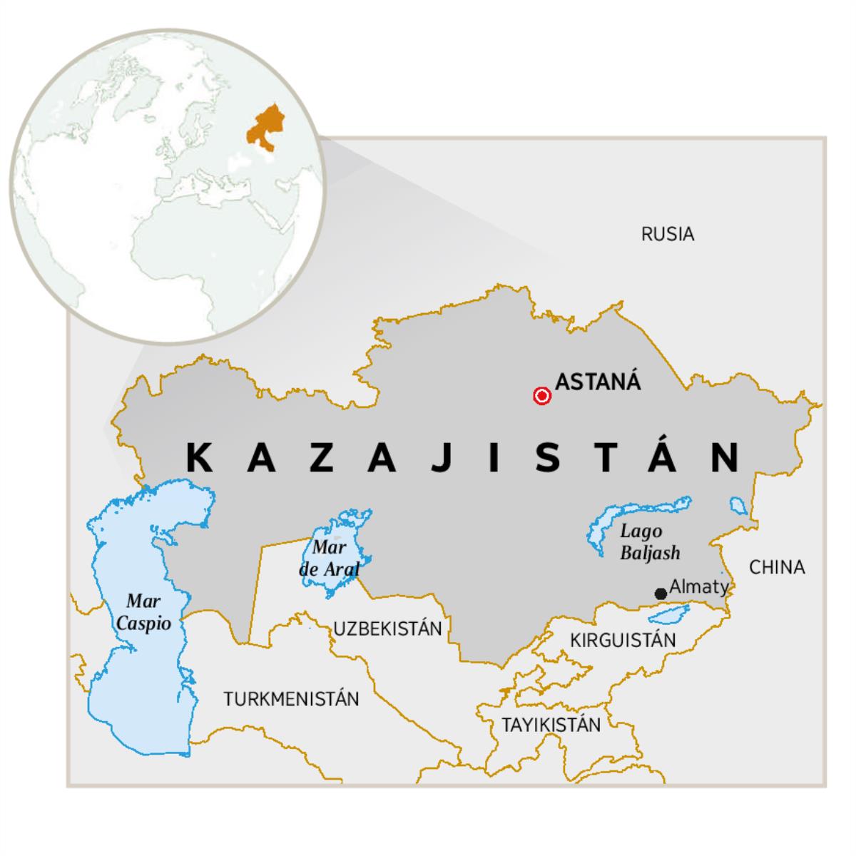 Un mapa de Kazajistán