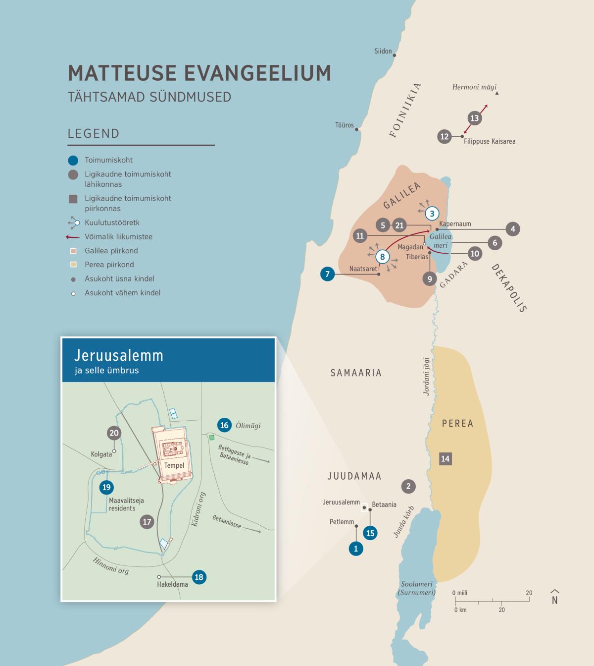 Matteuse evangeelium. Tähtsamad sündmused