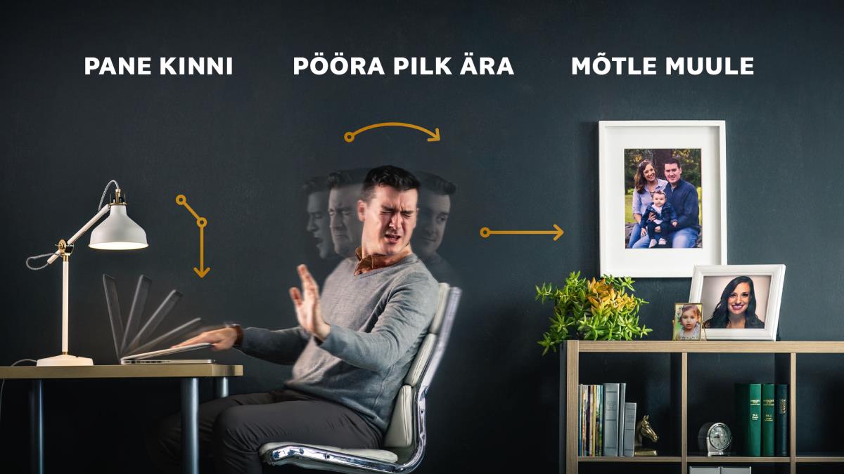 Üks vend paneb arvuti kinni, pöörab pilgu ekraanilt ära ja vaatab fotosid oma naisest ja lapsest