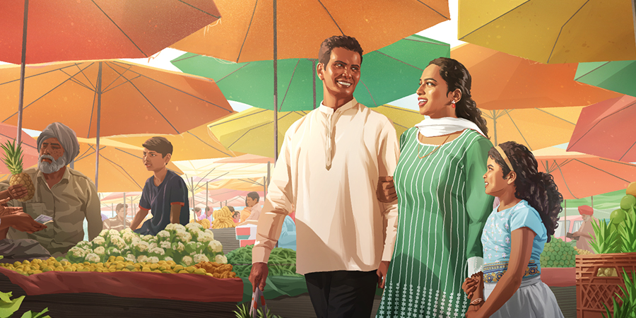 خانوادهٔ شاد در یک بازار