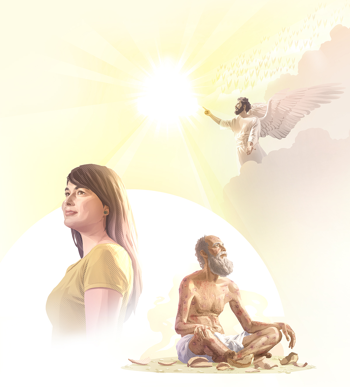 شیطان یَهُوَه را به چالش می‌کشد و وفاداری ایّوب را که بدنش پر از دمل است و وفاداری یک شاهد یَهُوَه را که در زمان ما به یَهُوَه خدمت می‌کند زیر سؤال می‌برد.‏