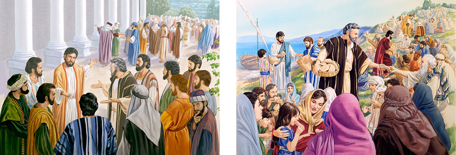 عيسی به نحوی معجزه‌آسا به شاگردانش خوراک می‌دهد؛‏ بسياری از شاگردان به عيسی پشت می‌كنند و عيسی از رسولانش سؤال می‌كند كه آيا آنان نيز می‌خواهند او را ترک كنند