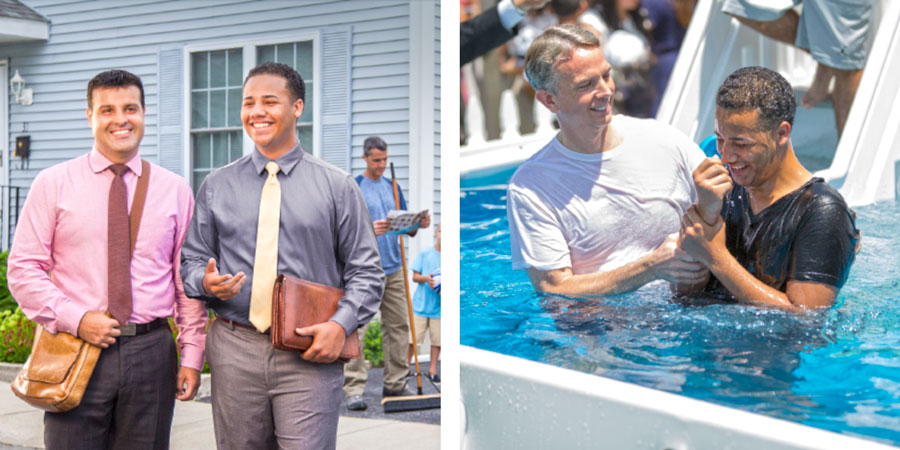 مردی به عنوان يک شاهد يَهُوَه تعميد می‌گيرد و در خدمت موعظه شركت می‌كند