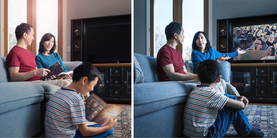 خانواده‌ای كه با ديدن اخبار ناآرامی‌های سياسی آرامش خود را از دست داده‌اند،‏ پس از مطالعهٔ پيشگويی‌های كتاب مقدّس آرامش می‌يابند 