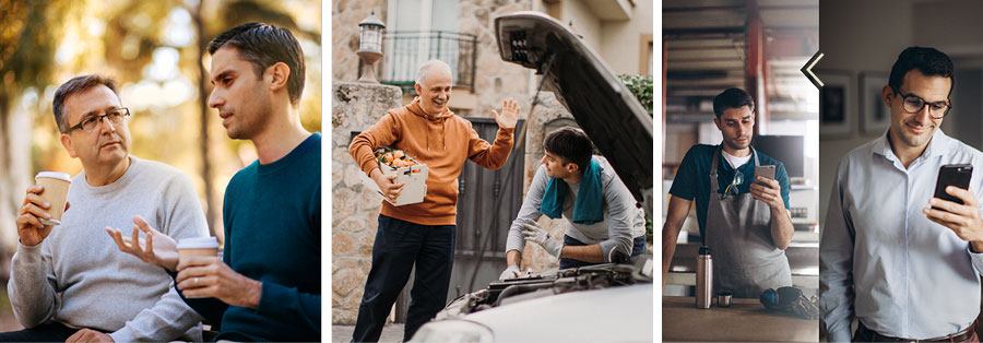 مجموعه‌ای از تصاوير:‏ ۱)‏ يک پير جماعت به برادری غيرفعال پيامک می‌فرستد.‏ برادر غيرفعال در محل كار،‏ در وقت استراحتش آن پيامک را می‌خواند.‏ ۲)‏ يكی ديگر از پيران جماعت جعبه‌ای ميوه به برادر غيرفعال هديه می‌دهد.‏ برادر غيرفعال در حال تعمير ماشينش است.‏ ۳)‏ يكی ديگر از پيران جماعت با برادر غيرفعال بيرون نشسته است و حين نوشيدن قهوه به صحبت‌هايش گوش می‌دهد.‏