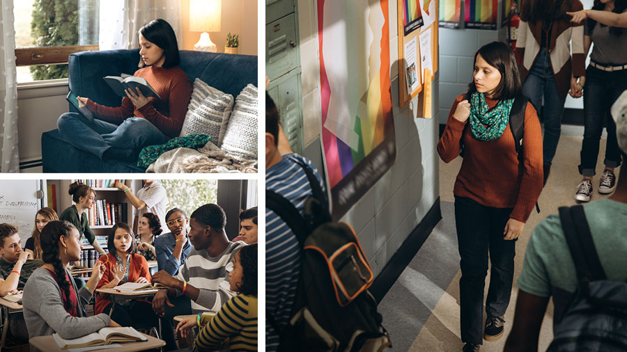 مجموعه‌ای از تصاوير:‏ خواهری جوان با فشار همكلاسی‌هايش مقابله و از اعمال غيراخلاقی دوری می‌كند.‏ ۱)‏ او در حالی كه در راهروی مدرسه راه می‌رود،‏ روی ديوار پوستری را می‌بيند كه همجنس‌گرايی را ترويج می‌دهد.‏ ۲)‏ او در خانه كتاب مقدّسش را می‌خواند و با استفاده از يک دستگاه الكترونيكی تحقيق می‌كند.‏ ۳)‏ او در كلاس است و در حالی كه برخی از همكلاسی‌هايش به او نگاه می‌كنند،‏ دستبندی رنگارنگ را كه نشانهٔ حمايت از همجنس‌گرايان است از همكلاسی‌اش نمی‌پذيرد.‏