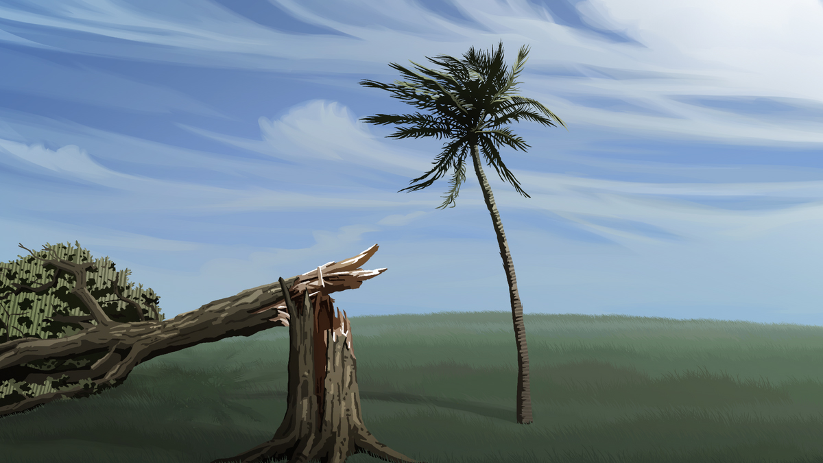 دو درخت در حالی که توفان است.‏ یکی از آن درختان انعطاف‌پذیر است و سرپا می‌ماند.‏ آن یکی انعطاف‌پذیر نیست و می‌شکند.‏ 