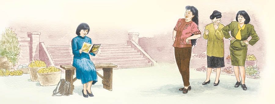 Des personnes se moquent d’une femme qui lit une publication sur Dieu