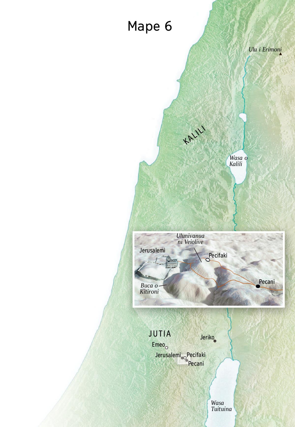 Mape ni iotioti ni cakacaka vakaitalatala nei Jisu e Jerusalemi, Pecani, Pecifaki, kei na Ulunivanua ni Veiolive
