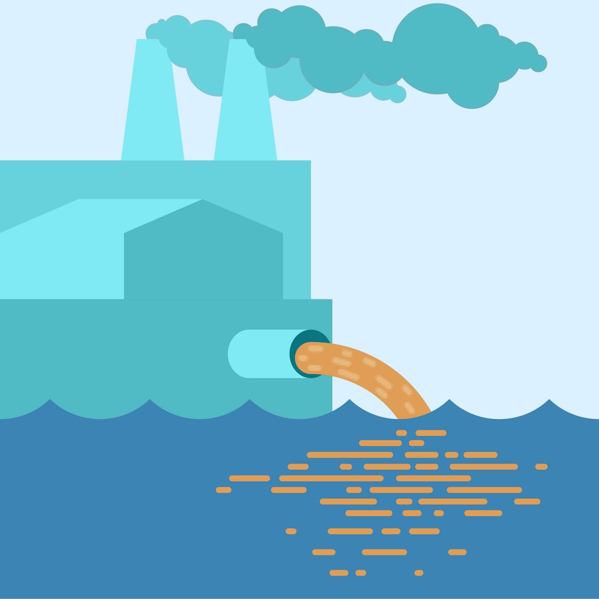 Une usine déverse des polluants dans une source d’eau douce.