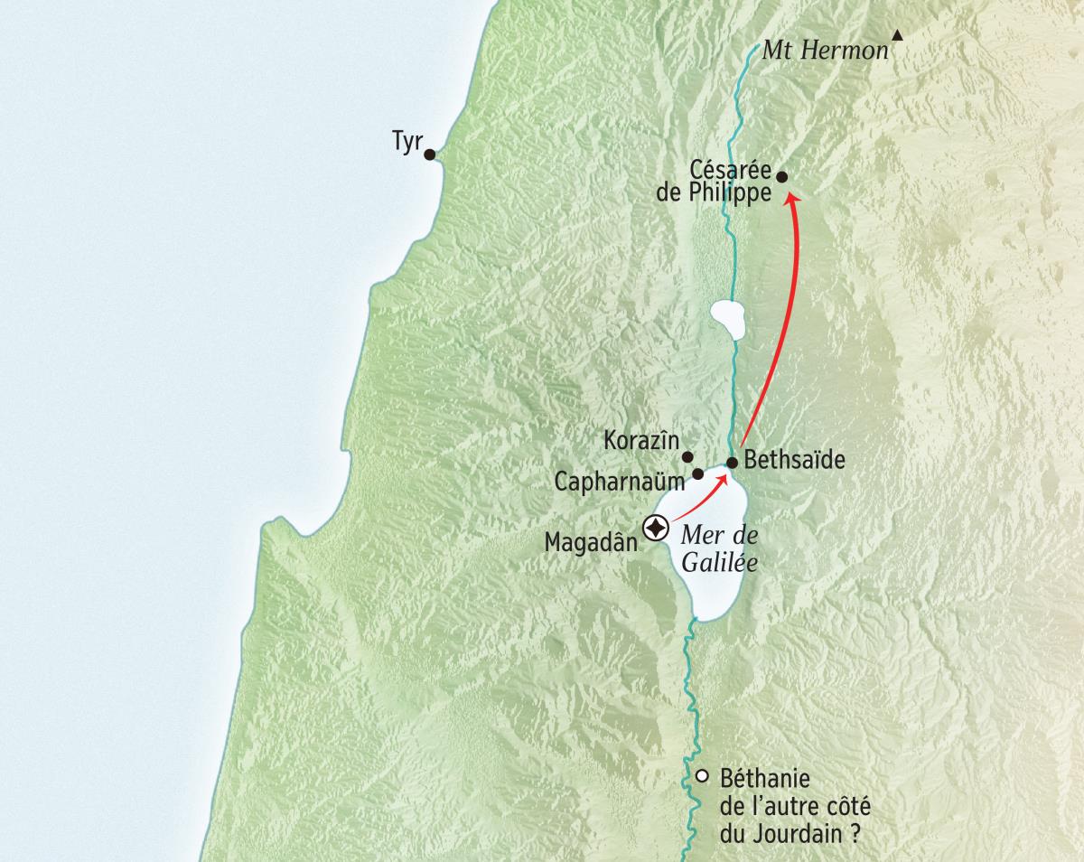 De la mer de Galilée à la région de Césarée de Philippe